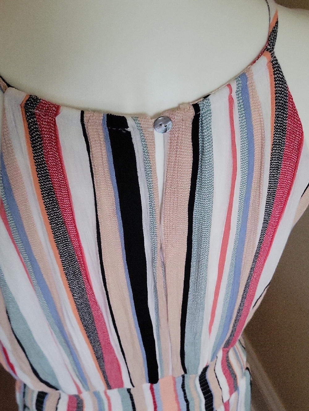 SHE + SKY ,Striped Halter Summer Dress in Pastel Multicolor - Picture 6 of 6